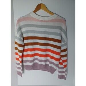 Rainbow Striped Cozy Fashion 100%‎ Acrylic Sweater Womens Small